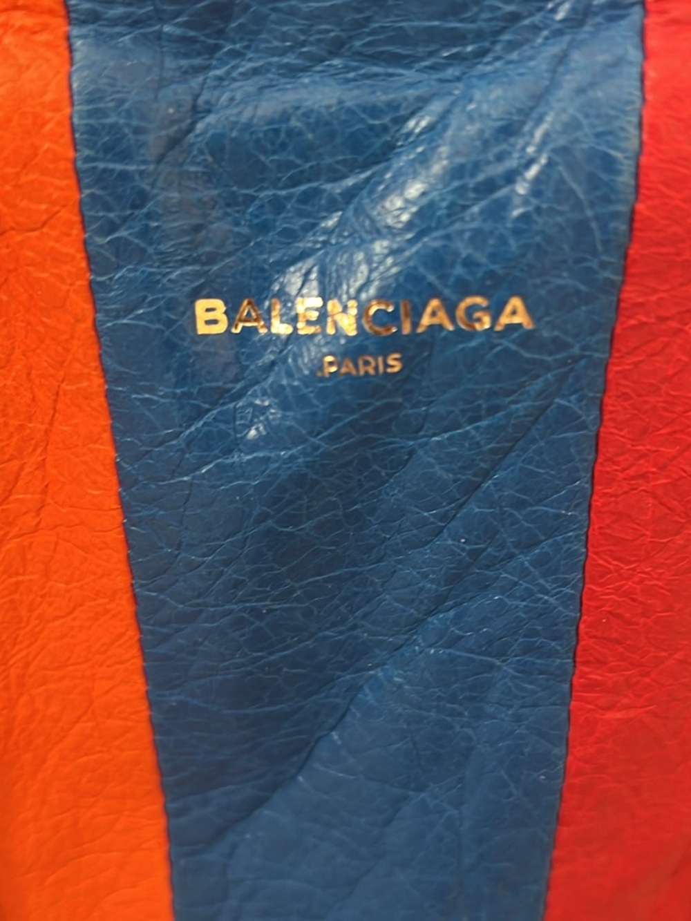 Balenciaga Blue, Red & Orange Striped Leather Bag - Picture 3 of 5